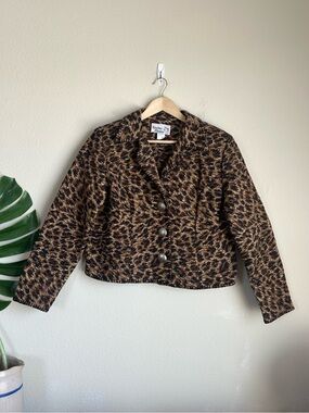 Vintage Cactus Flower Leopard Print Tapestry Jacket